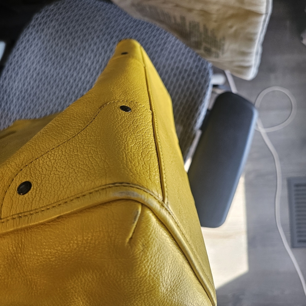 Coach Mickie Large Leather Grain Tote Bag, Yellow, F34039 - Picture 8 of 14